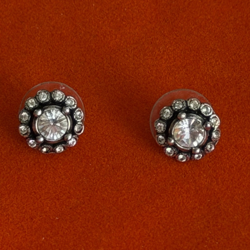 Dior Silver and Crystal Stud Earrings